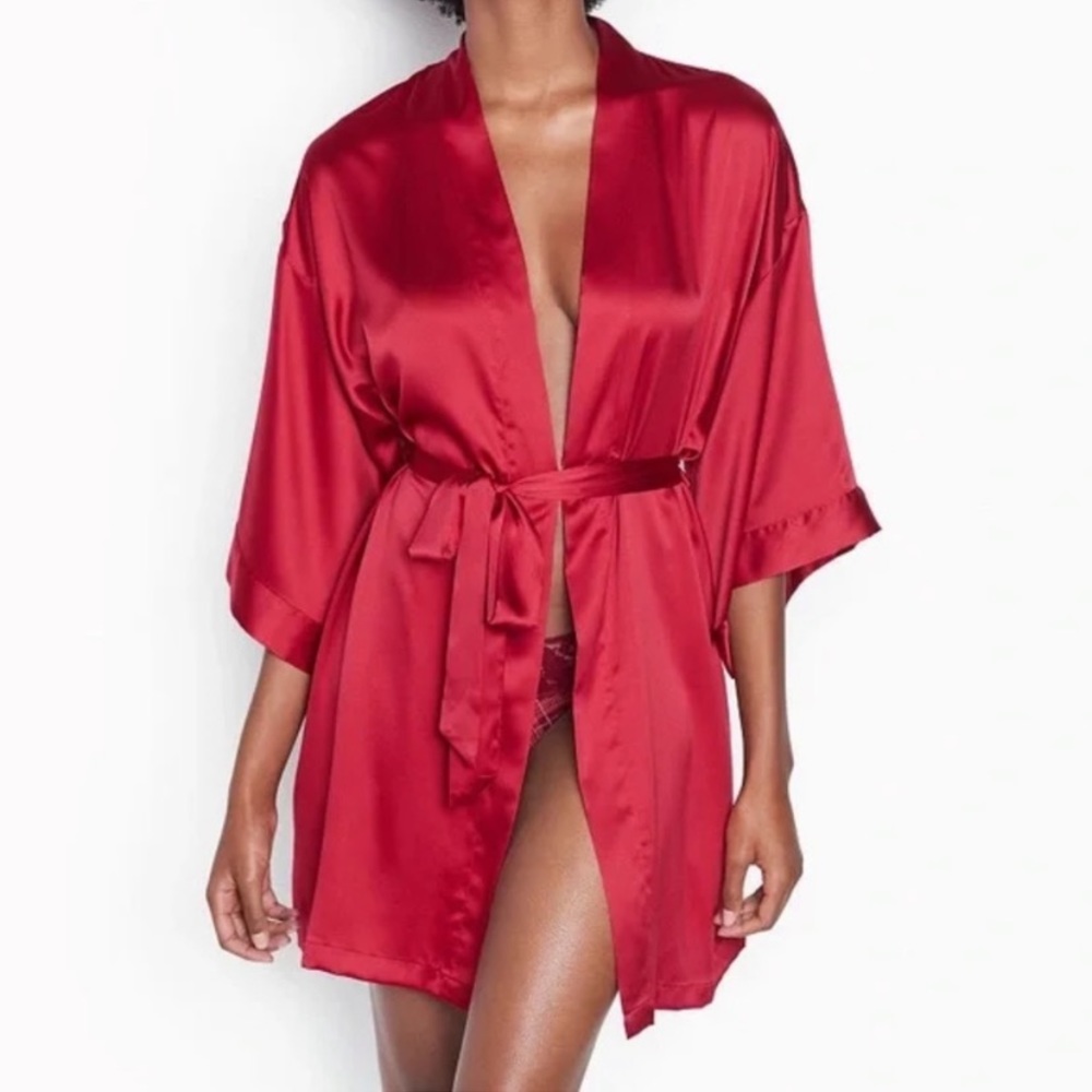 Victorias Secret Satin Robe Red - Picture 2 of 6